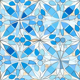 Blue and White Floral Tiles Pattern