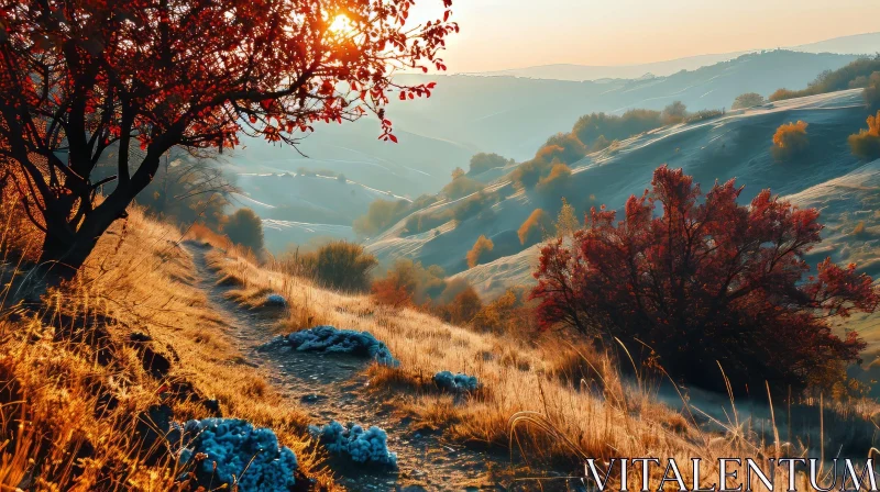 Autumn Valley Landscape: Serene and Peaceful Image AI Image