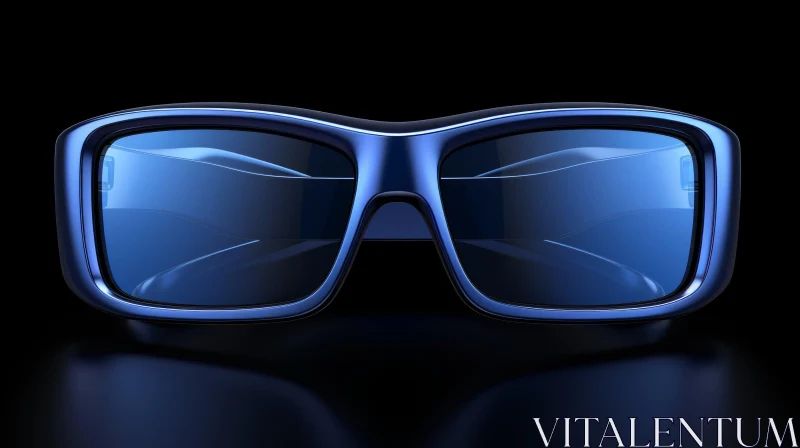 Innovative 3D Render: Futuristic Blue Glasses Reflecting Light AI Image