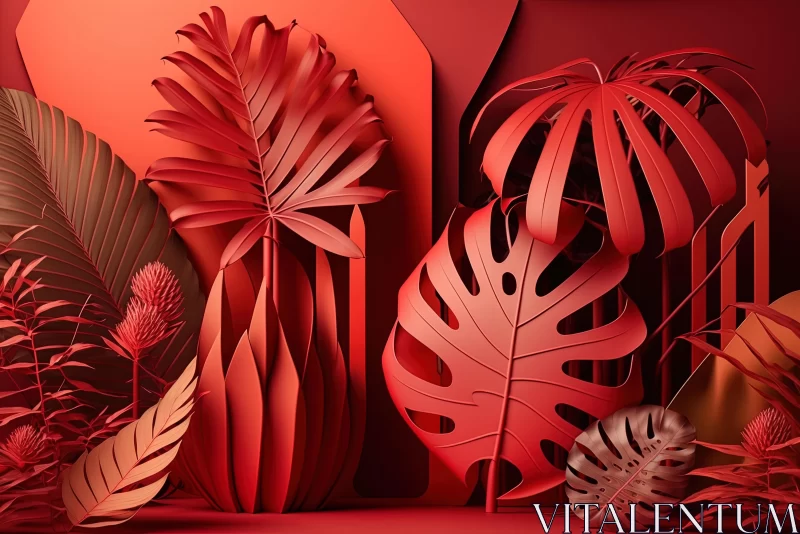 AI ART Intricate 3D Paper Cut Tropical Garden Illustration | Hyperrealistic Still Life