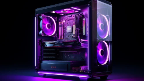 Modern Black Computer Case with Tempered Glass and ARGB Lighting