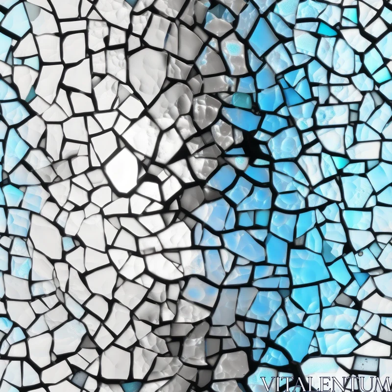 AI ART Blue and White Gradient Mosaic Pattern