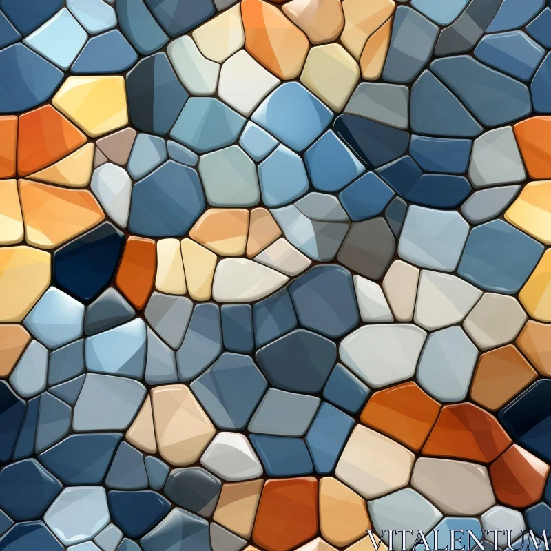 Blue Gray Orange Pebbles Texture AI Image