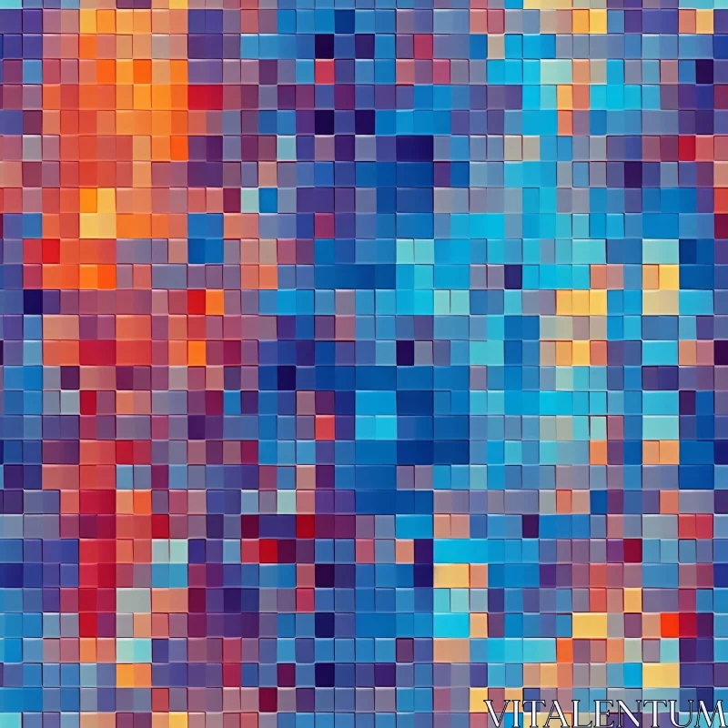 Blue Orange Purple Mosaic Harmony AI Image