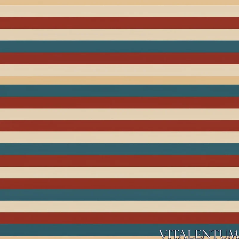 Classic Horizontal Stripes Pattern in Beige, Red, Blue AI Image