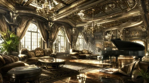 Exquisite 3D Rendering of a Magnificent Grand Hall