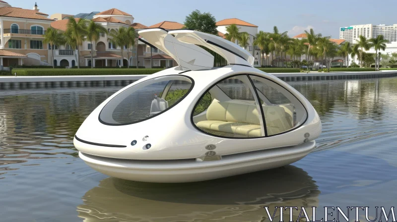AI ART Futuristic Boat for Two: Explore Canals in Style