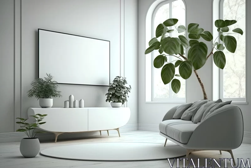 Serene and Tranquil Living Room | 3D Rendered Interior Design AI Image