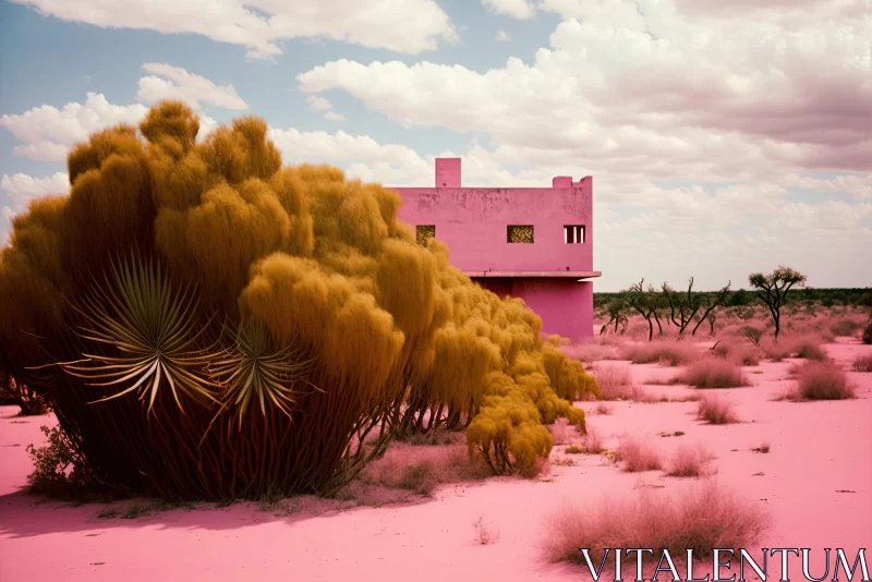 Vibrant Pink House in Desert | Stunning Photo-Realistic Landscape AI Image