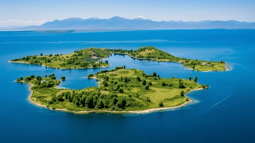 Aerial View of Small Island over Lake Taupo - Bucolic Landscapes