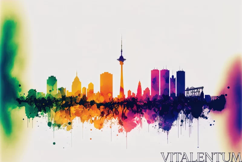Colorful Berlin Skyline: A Captivating Watercolor Painting AI Image