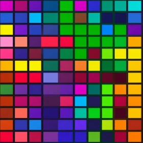 Colorful Grid of Squares on Black Background