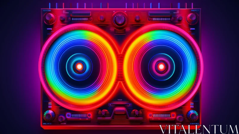Colorful DJ Mixer Digital Illustration AI Image