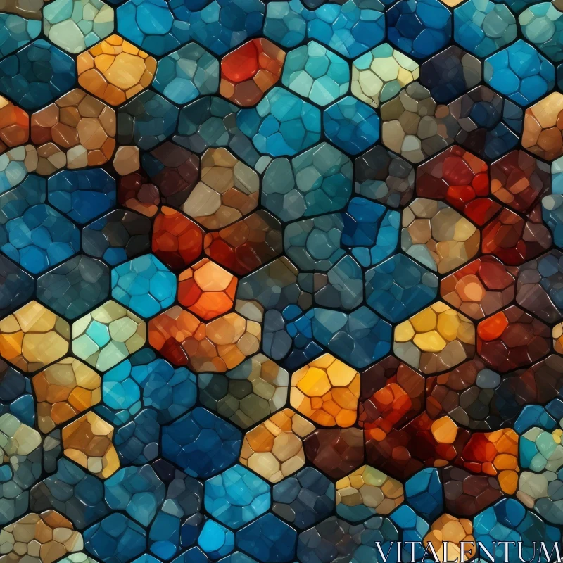 Colorful Stained Glass Mosaic Pattern AI Image