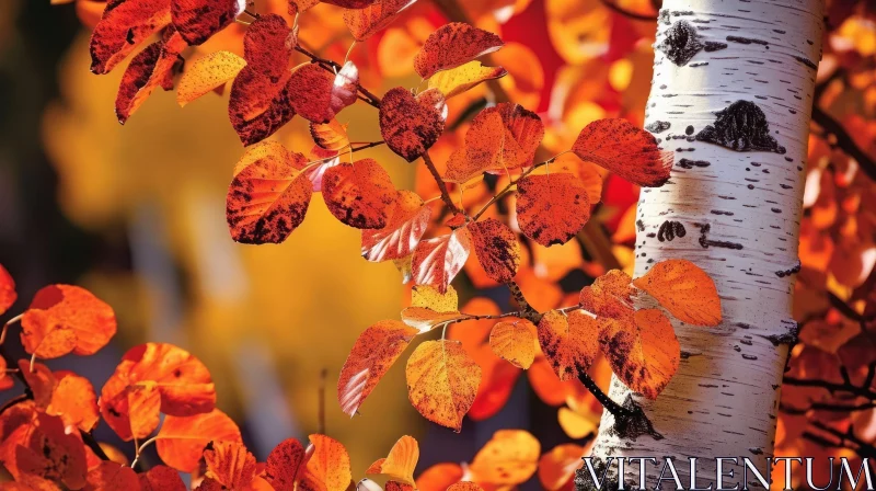 Fall Tree with Orange Heart-Shaped Leaves | Captivating Nature Image AI Image