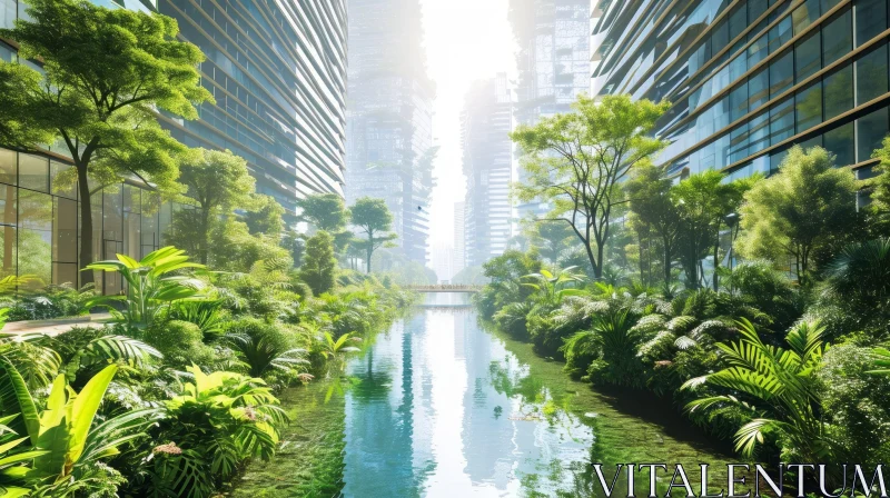 Harmonious City: A Beautiful Blend of Architecture and Nature AI Image