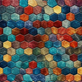 Hexagon-Shaped Tile Texture in Various Colors