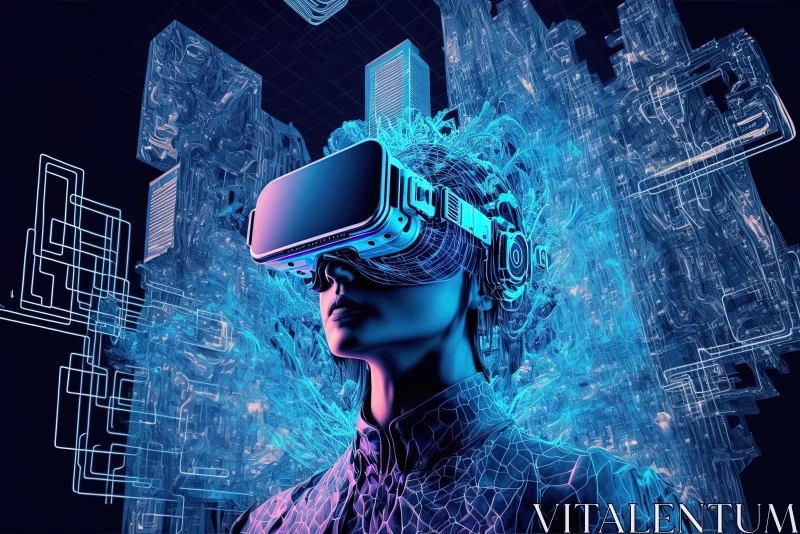 Immersive Virtual Reality Experience in Urban Street | Dark Cyan & Sky-Blue AI Image