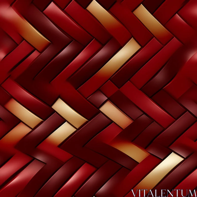 AI ART Luxurious Red and Gold Striped Herringbone Pattern