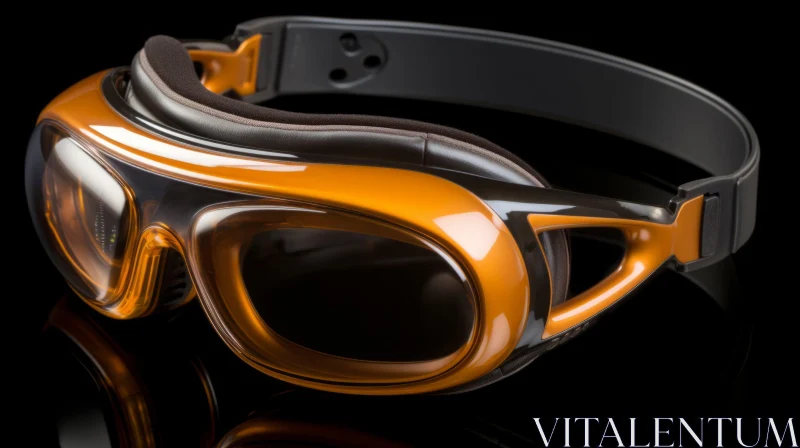 Orange and Black Swimming Goggles - Detailed Close-Up AI Image