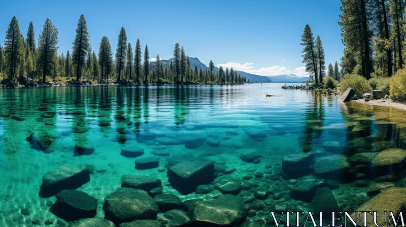 Serene Lake Surrounded by Mountains and Trees | Mesmerizing Optical Illusions AI Image