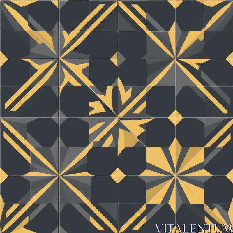 AI ART Dark Gray and Yellow Geometric Tile Pattern