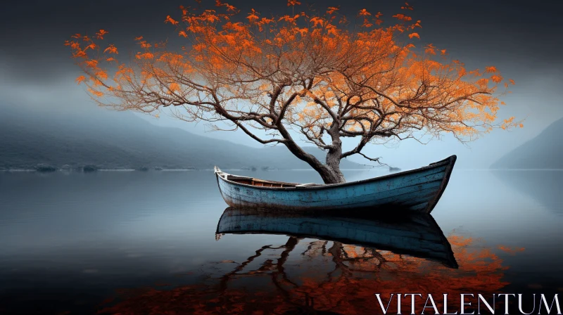 Dreamy and Romantic Boat with Tree HD Wallpaper AI Image