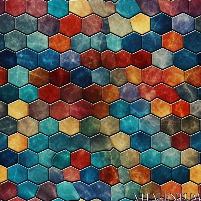Hexagon-Shaped Tile Texture in Various Colors AI Image