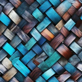 Intricate Hand-Woven Wood Pattern in Blue and Brown