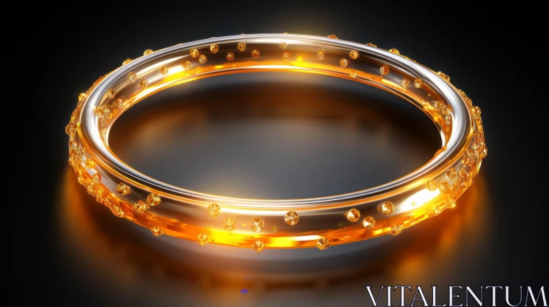 Luxurious Gold Ring with Diamonds | 3D Rendering AI Image