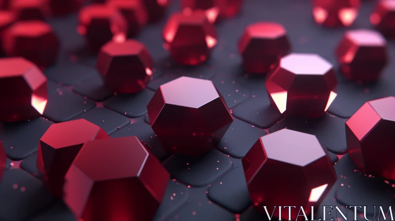 Red Geometric Shapes - Futuristic 3D Rendering AI Image