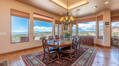 Stunning Dining Room with Mountain View | Elegant Interior Design