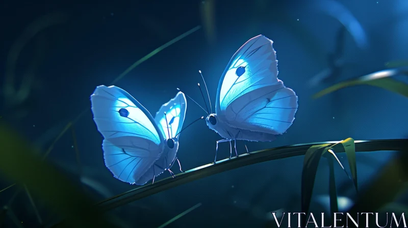Beautiful Butterfly Painting on Branch | Tranquil Artwork AI Image