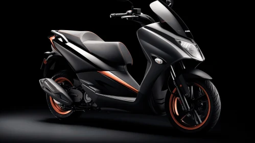Black and Orange Moped on a Graceful Curves Background
