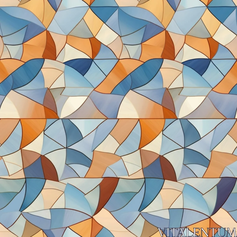 AI ART Blue Orange White Geometric Pattern