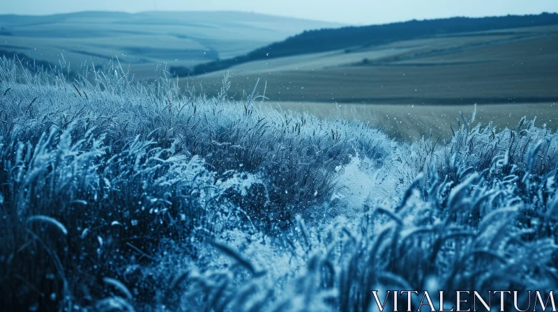 Captivating Winter Landscape with Snow-Covered Field AI Image