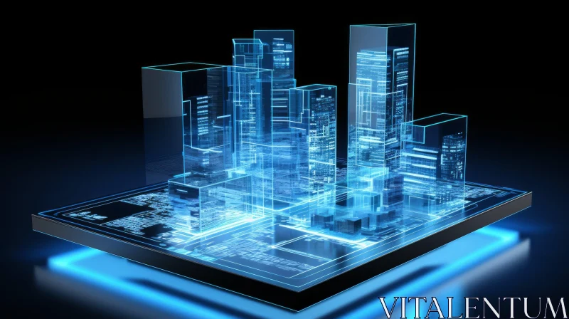 Futuristic Cityscape with Glass Skyscrapers and Neon Lights AI Image