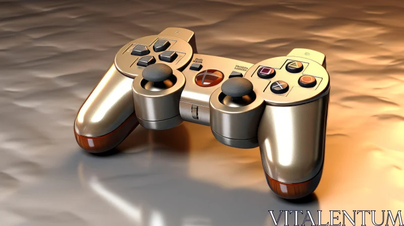 Golden Video Game Controller 3D Rendering AI Image