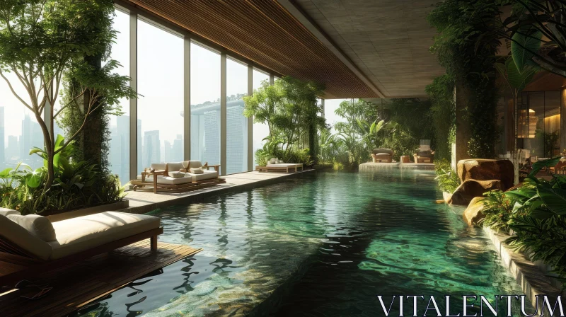 Luxurious Indoor Swimming Pool with City View | Breathtaking Design AI Image