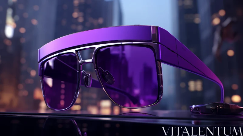 Purple Futuristic Sunglasses 3D Rendering AI Image