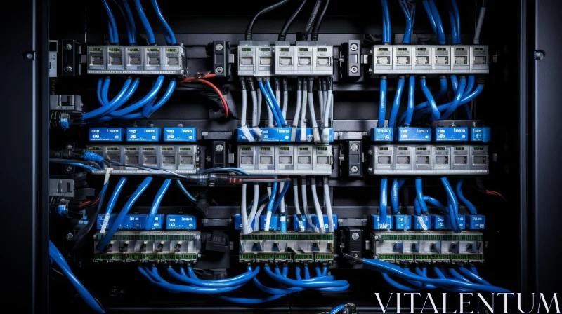 Structured Cabling System in Data Center with Blue Cables AI Image
