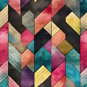 Watercolor Herringbone Wooden Planks Pattern