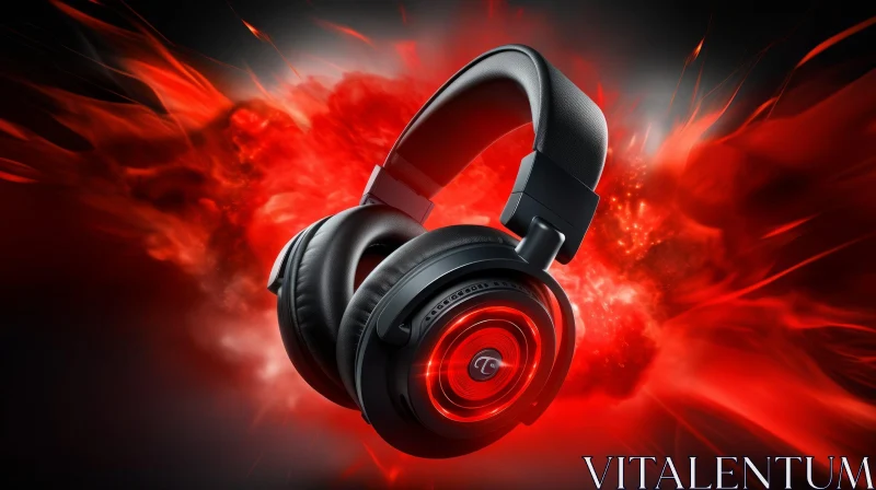 Black Headset with Red Glowing Elements - Gaming & Entertainment Gear AI Image