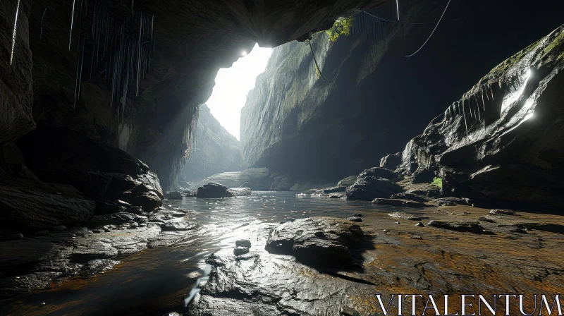 Enigmatic Depths: Exploring the Mysterious Cave AI Image