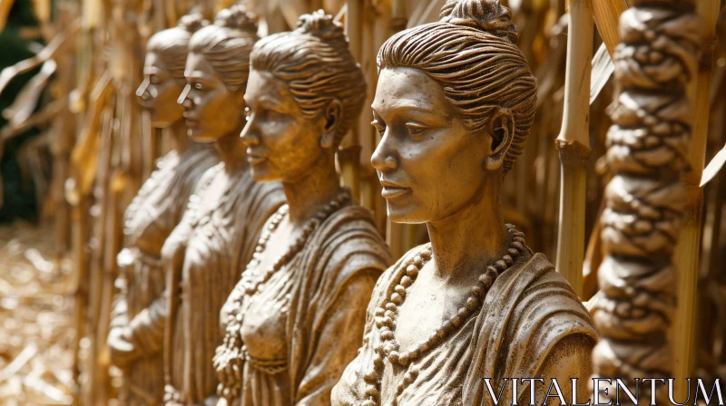 Golden Statues of Women: A Stunning Artwork of Elegance and Beauty AI Image