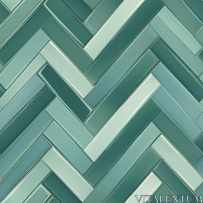 Green and Blue Herringbone Brick Wall Texture AI Image