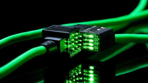 Green Cable Connector Close-up | Technology Image