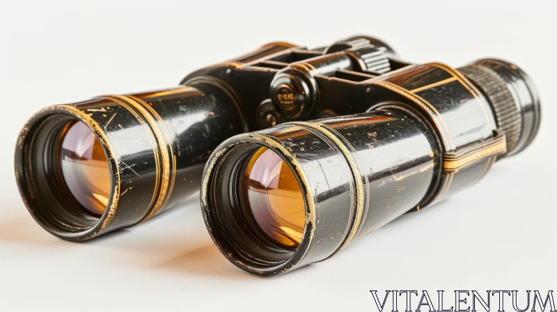 Vintage Black Binoculars with Textured Surface AI Image
