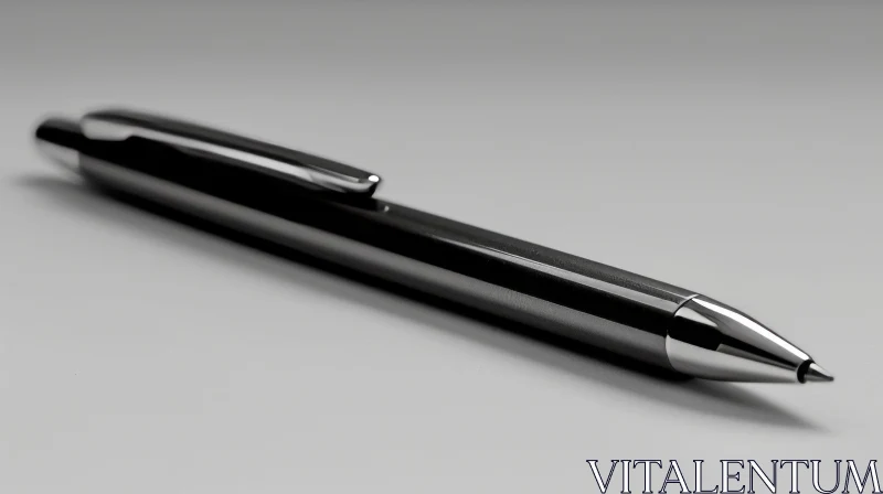 Black Metal Pen on White Background - Minimalist and Elegant Composition AI Image