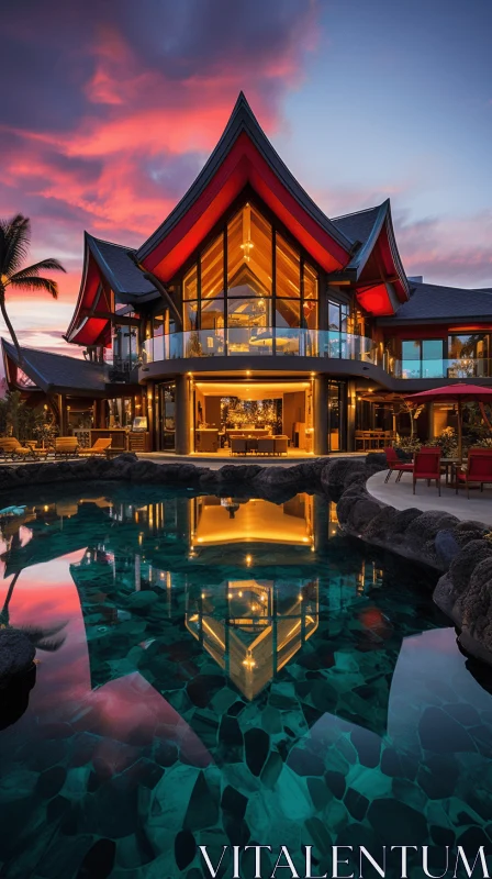 Captivating Beach House in Hawaii: Luxurious Geometry and Vivid Dreamscapes AI Image